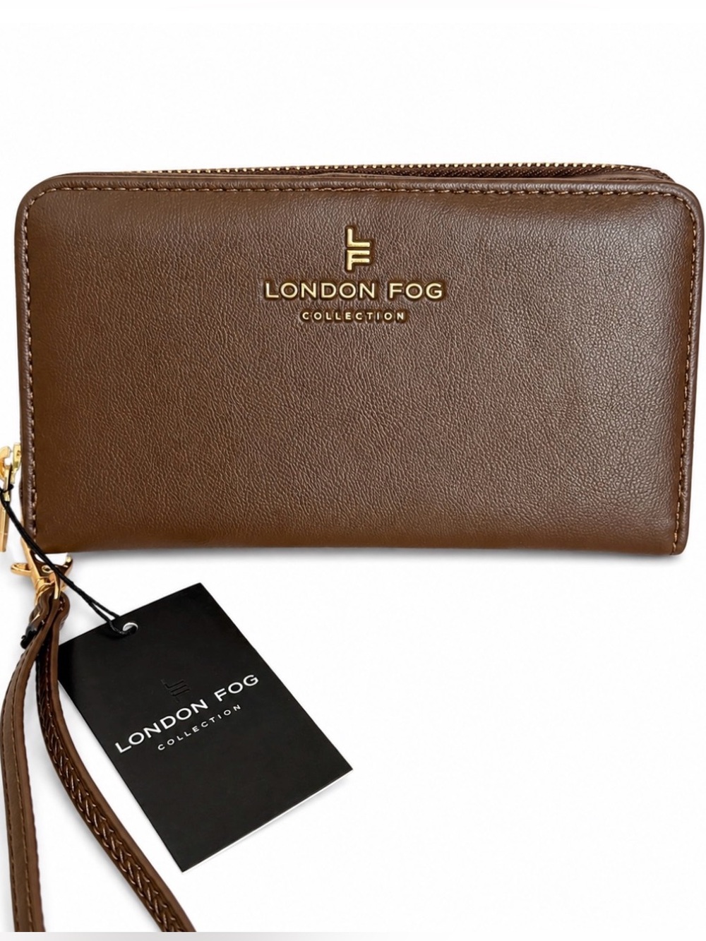 NWT London Fog Dani Smooth Single Zip Around w/ Front Flap in Chocolate 🍫